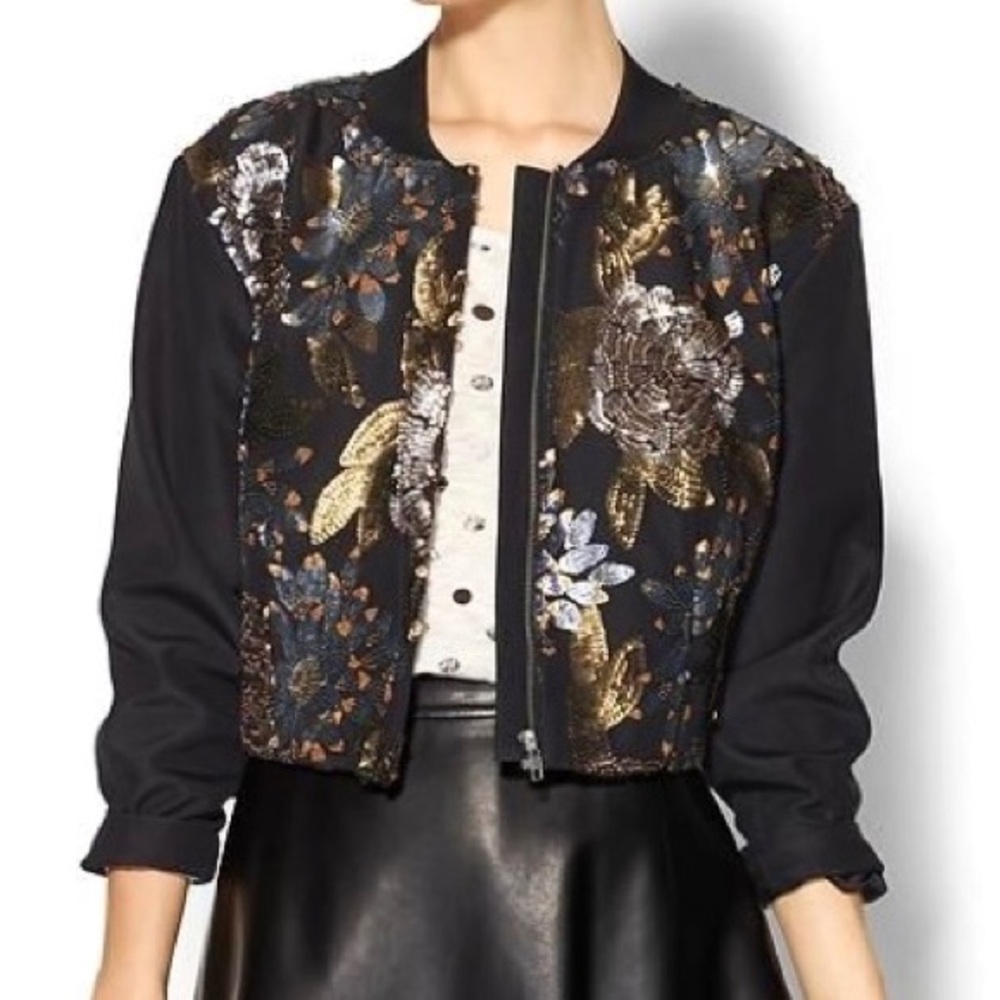 Keepsake floral sequined cropped jacket Large